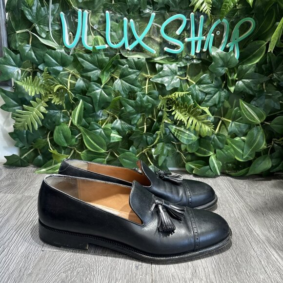 Salvatore Ferragamo Black Loafers with Tassels Wing Tip Men\'s Size US 8.5 D main image 9